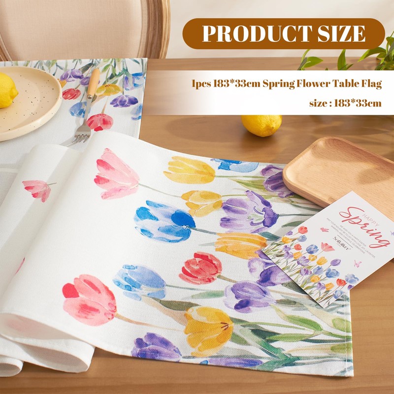 Zernblend 183 * 33 Cm Table Runner With Spring Flowers,