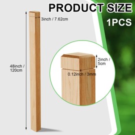 CroBlissful 3" x 48" Solid Red Oak Stair Newel Post with a Single Groove Notched Newel Wood Balusters for Staircase Interior Railing Newels for Stair Handrails(1 Pcs)