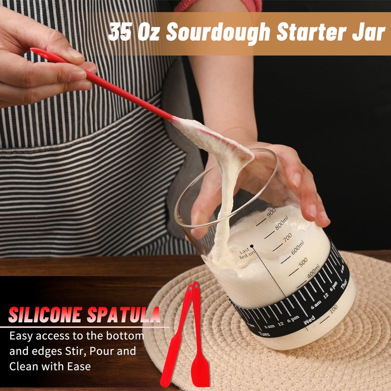 Xileanalee Pro Sourdough Starter Jar Kit- 35 Oz Large Sourdough