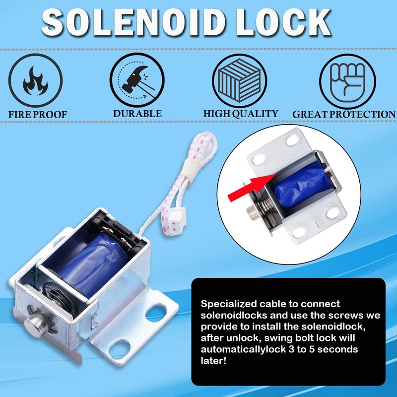 Gun Safe Replacement Lock Chrome Digital Keypad Electronic Lock, Solenoid