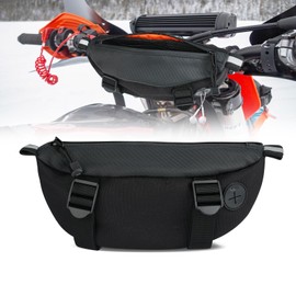 Motorcycle Handlebar Bag, Universal Dirt Bike Handlebar Bag Water Repellent Oxford Lightweight Small Front Bag For Motocross,Bicycle,Dual Sport,Snowmobile,Bike,Electric Bicycle,ATV (Black)
