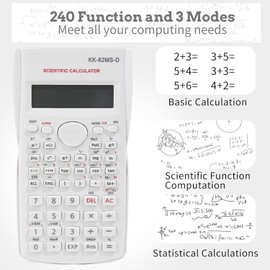 Scientific Calculators Protractor and Compass - Protractor and Compass for Geometry with Rulers and Two Set Squares and Scientific Calculators,240 Functions 2 Line 10+2 Digits,Desk Math for School