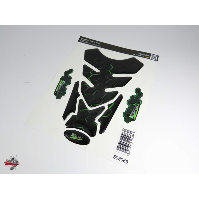 BIKE-label Tank Pad 3D Motorcycle Sticker Green Compatible with Kawasaki