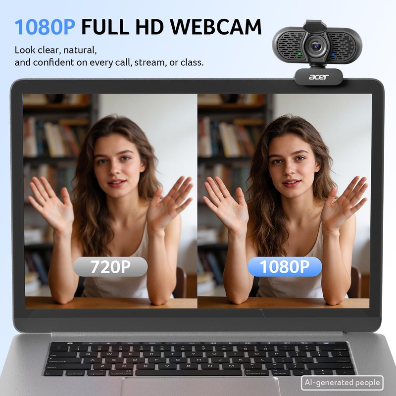 Acer 1080p Webcam USB Plug and Play Webcam for PC