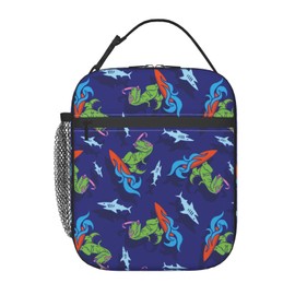 Echoserein Dinosaur With Shark Lunch Bag Insulated Lunch Box Fun Reusable Lunchbox Waterproof Portable Lunch Tote