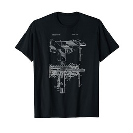 Vintage MAC-10 Uzi Blueprint Shirt - Machine Gun Drawing Tee T-Shirt