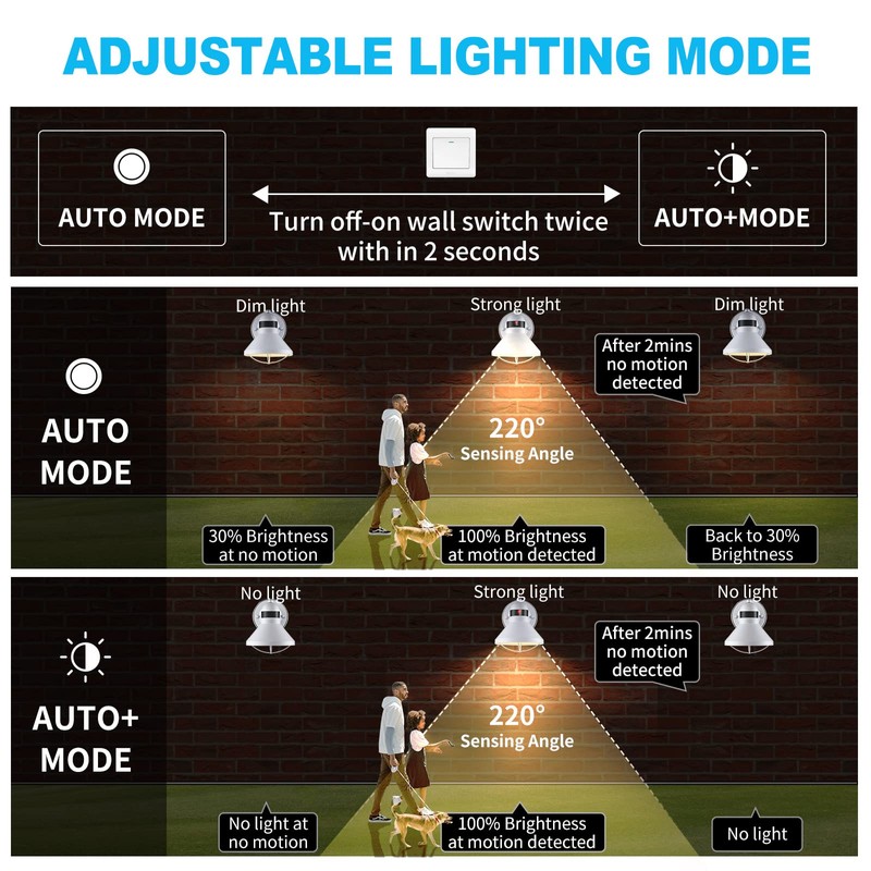 LONEDRUID 2 Pack Motion Sensor Outdoor LED Porch Light Dusk