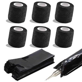 202pcs Tattoo Grip Cover Tattoo Accessory Set, Unihuby 2pcs Tattoo Grip Tape and 200pcs Disposable Tattoo Pen Bags Tattoo Grip Cover Wrap Tattoo Machine Cover
