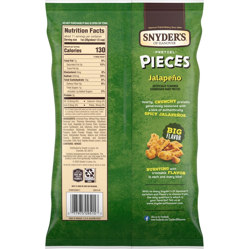 Snyder's of Hanover Jalapeño Flavored Pretzel Pieces, 11.25 Oz