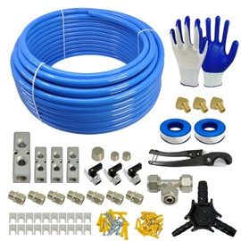 Gasoray Compressed Air Line Kit, 1/2 inch x 100 Feet, HDPE-Aluminum Compressed Air Piping System for Garage Connect Air Compressor Install Kit, Leak-Proof Easy to Install Air Compressor Accessories