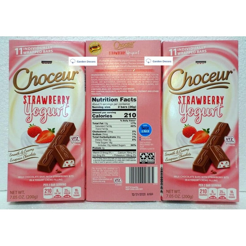 Choceur Strawberry Yogurt Smooth Creamy European Chocolate 7.05oz 200g (Three