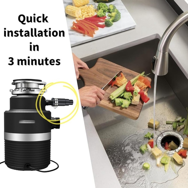 Garbage Disposal Dishwasher Connector Kit, Black Rubber, 1 Set, Easy