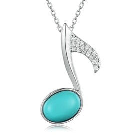 Musical Note Necklace 925 Sterling Silver Music Note Pendant Turquoise Music Jewelry for Women Musiclover Birthday Gifts