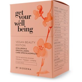 get your wellbeing by BIOGENA - Vegan Beauty Hyaluron & ProCollagen-Spezialkomplex – Mit Biotin, Zink & Vitamin C für Haut, Haare & Nägel – 7 trinkbare Sachets mit Hibiskus-Papaya-Limetten-Geschmack