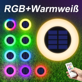 INTELAMP Pack of 2 Solar Lights for Outdoor Garden, Solar Lights for Outdoor Use with RGB Modes and 9 Specific Colours, Warm White Waterproof Solar Garden Light for Lawn, Patio, Yard, Christmas