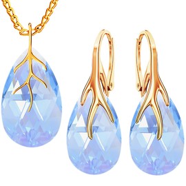 MŚ 1997 MENNICA ŚWIDNICKA Earrings 925 Silver with Necklace Women's Set – Gold-Plated 24 K – High-Quality Zircons – Jewellery Chain Women's Earrings Set with Necklace Ideal Gift Idea, Sterling Silver,