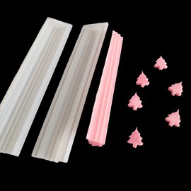 3D Christmas Tree Long Tube Silicone Mold Pine Tree Column Chocolate Candy Mold Handmade Candle Mold Embed Soap Making Supplies