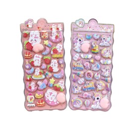 Squishy Stickers, Set of 2 Types, Butts, Squishies, Squishies, Animal Bubble Stickers, Cute 3D Unicorn