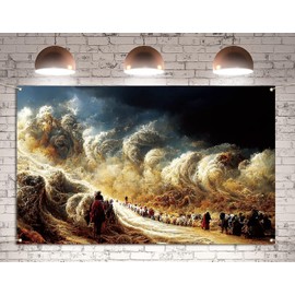 Passover Photo Booth Backdrop Pesach Moses Crossing The Red Sea Jewish Festival Photography Background Wall Decoration (5×7ft)