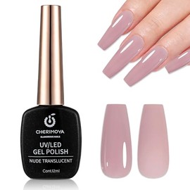 CHERIMOYA Esmalte Gel Semipermanente Nude Jelly Traslúcido-Nude Lila Gris | 12ml Gel Translucido de Alta Calidad, 6 Colores Elegantes Efecto Cristal, 
