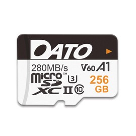 DATO 256GB Lightning microSD Card, UHS-II, A1, C10, U3, V60, Full HD, 4K, Up to 280/180 MB/s microSDXC Memory Card, for Phones, Cameras, Portable Gaming Devices
