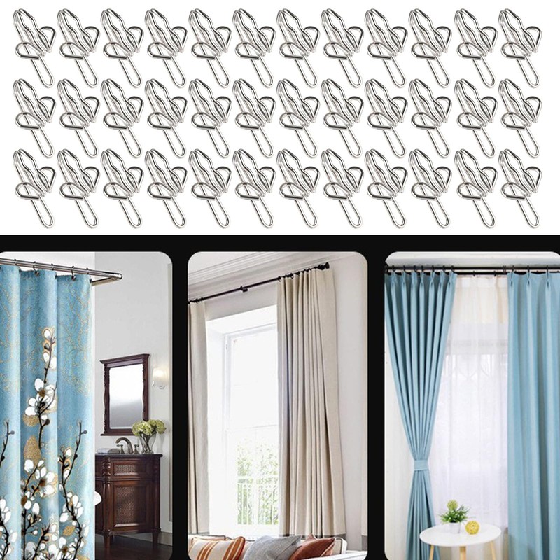 Heavy Duty Metal Curtain Drapery Hooks (50 Pack) Curtains, Drapes,