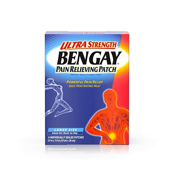 BENGAY Ultra Strength Pain Relieving Patches Large Size 4 Each (Pack of 4)