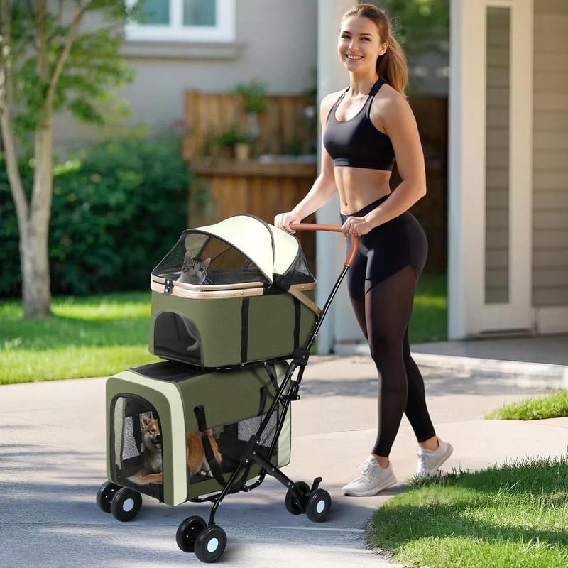 YYW Double Pet Stroller for Small Dogs & Cats -