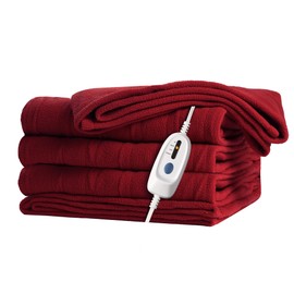 McJaw Electric Heated Blanket Full Size 72"x84" Polar Fleece Machine Washable Overheating Protection 4 Heating Levels and 10 Hours Auto-Off, Red
