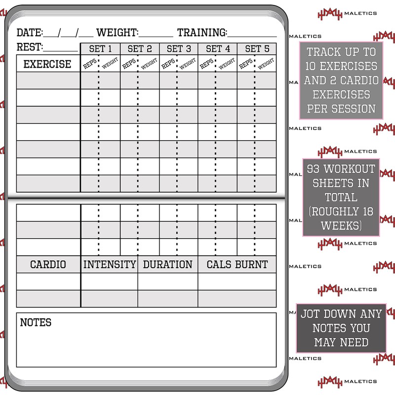 MaLetics – A6 Pocket Fitness Journal – Set 15 Goals,