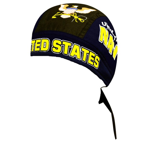 U.S. Navy Skull Cap Blue Bandana with Sweatband Adjustable Self