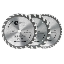 Dapetz® 3Pc 190mm TCT Circular Wood Saw Blades 20, 24 & 40 Teeth 16mm Bore Ideal for Hardwood, Softwood & Chipboard Compatible with Various Circular Saws