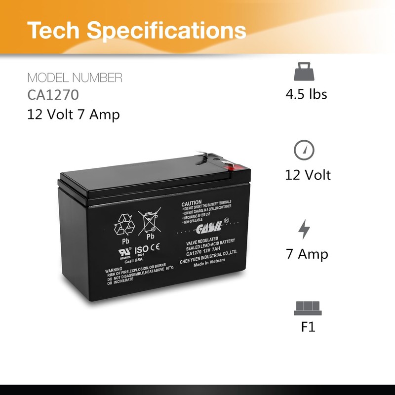 Casil Original CA1270 12v 7ah ADT Home Alarm Battery (2