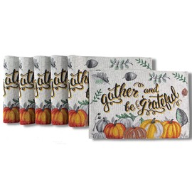 Harvest Thanks Autumn - Manteles individuales (6 unidades), diseño de calabazas