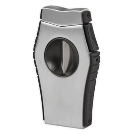Lotus Viper Cigar Cutter with Single V-Cut Blade, All Metal Housing, Spring Loaded Locking Mechanism, Free Standing Design (Chrome & Rubberized Black)