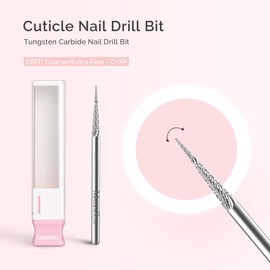 MelodySusie Sharp Tapered Cross Cut Nail Drill Bit, Professional Safety Carbide Under Nail Cleaner for Cuticle Dead Skin Nail Prepare, Two Way Rotate, Manicure Nail Salon Supply, C+XF, Silver