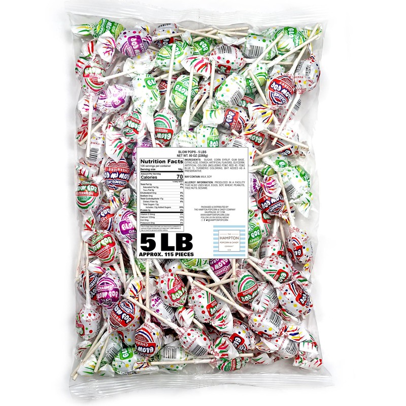 Charms Blow Pops, 5lb Bulk Bag (Approx 115), Assorted Fruit