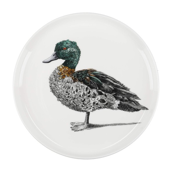Maxwell & Williams DX0588 Marini Ferlazzo Birds Decorative Side Plate with Chestnut Teal Duck Design, Gift Boxed, Fine China, White, 20 cm