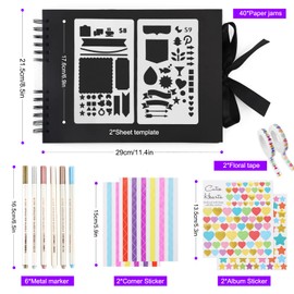 Newthinking DIY Photo Albums Scrapbook, 80 Pages A4 Hand-posted Couple Photo Album with Stickers and Marker Pens for Guest Book Anniversary Wedding Valentines Day