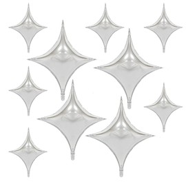 10 Pcs 2 Size Silver Star Ballooon 4 Pcs 26 inch Silver Star Ballooon 6 Pcs 10 inch mini Star Ballooon for Baby Shower Theme Wedding Decors Star Party Birthday Decorations Supplies