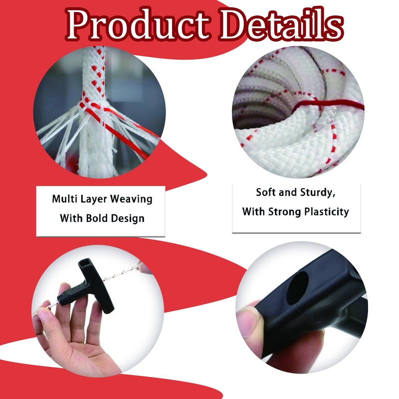 BPTZYLN 10 Meters 3.5mm Lawnmower Pull Cord Set Recoil Pull