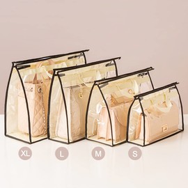 2 PCS Hanging Handbag Storage Organizer Purse Dustproof Storage Bag Transparent Non-woven Storage Bag with Zipper and Handle (L)