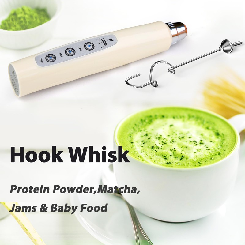 Sakgos Rechargeable Milk Frother Handheld (Without Stand, Beige)