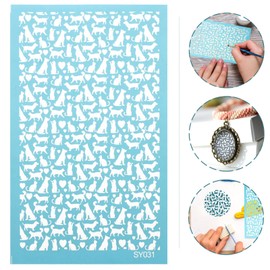 COHEALI 1sheet Portable Silk Screen Stencil Reusable Polymer Clay Template for Crafts Heart Cat Dog Pattern and Easy to Clean for Party Decorations