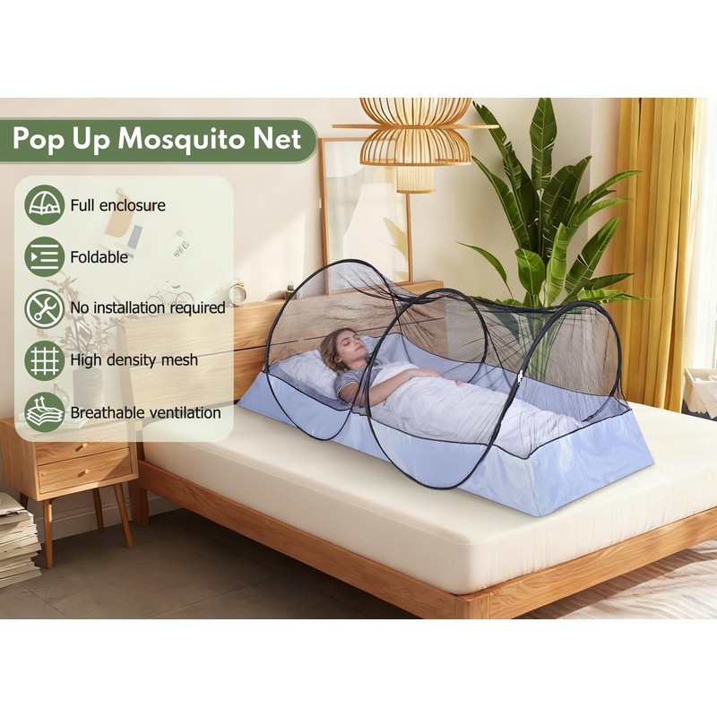 Gugxiom Foldable Mosquito Net, Portable Travel Mosquito Net Pop Up