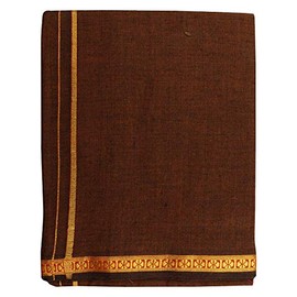 Stylesindia Fancy Border Colored Single Layer Pentex Dhoti Mundu Vesti 2.0mts, Maroon, Regular
