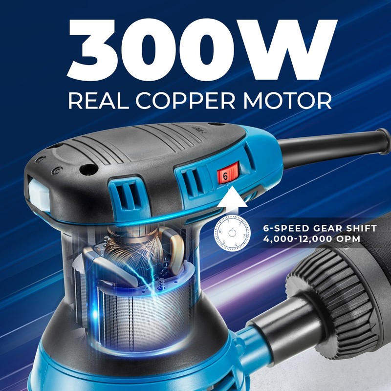Dong Cheng 5-Inch Random Orbital Sander 3 Amp 12000OPM, 6