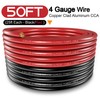 4 Gauge Wire (25ft Each- Black/Red) Copper Clad Aluminum CCA,20pcs