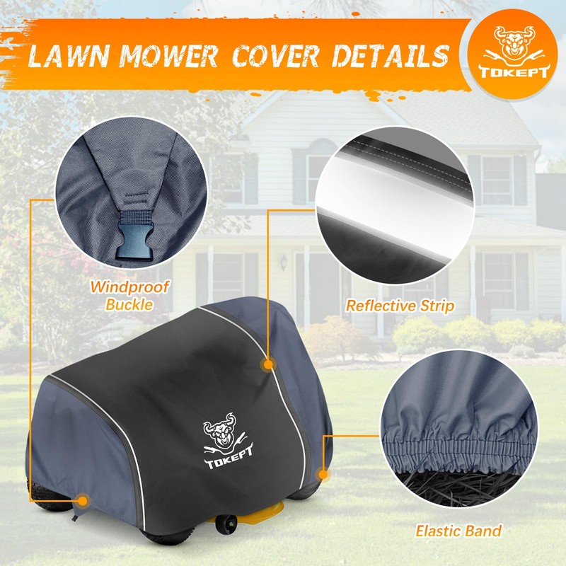 Tokept Lawn Mower Cover, Heavy Duty Waterproof Tractor Cover with