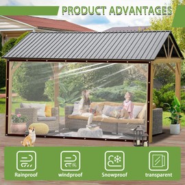 Clear Tarp Waterproof 6x8-Heavy Duty Plastic Tarps,Vinyl Transparent Tarpaulin with Grommets,Outdoor Small&Large Tarp Cover for Chicken Coop/Greenhouse/Camping/Plant/Patio